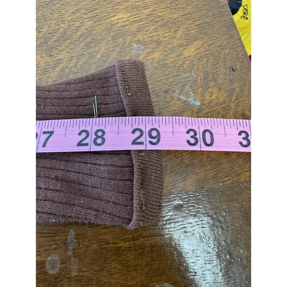 Vintage‎ Style Center Sweater Womens XS Brown Lace Up Henley Ribbed Knit 60s - Picture 5 of 6